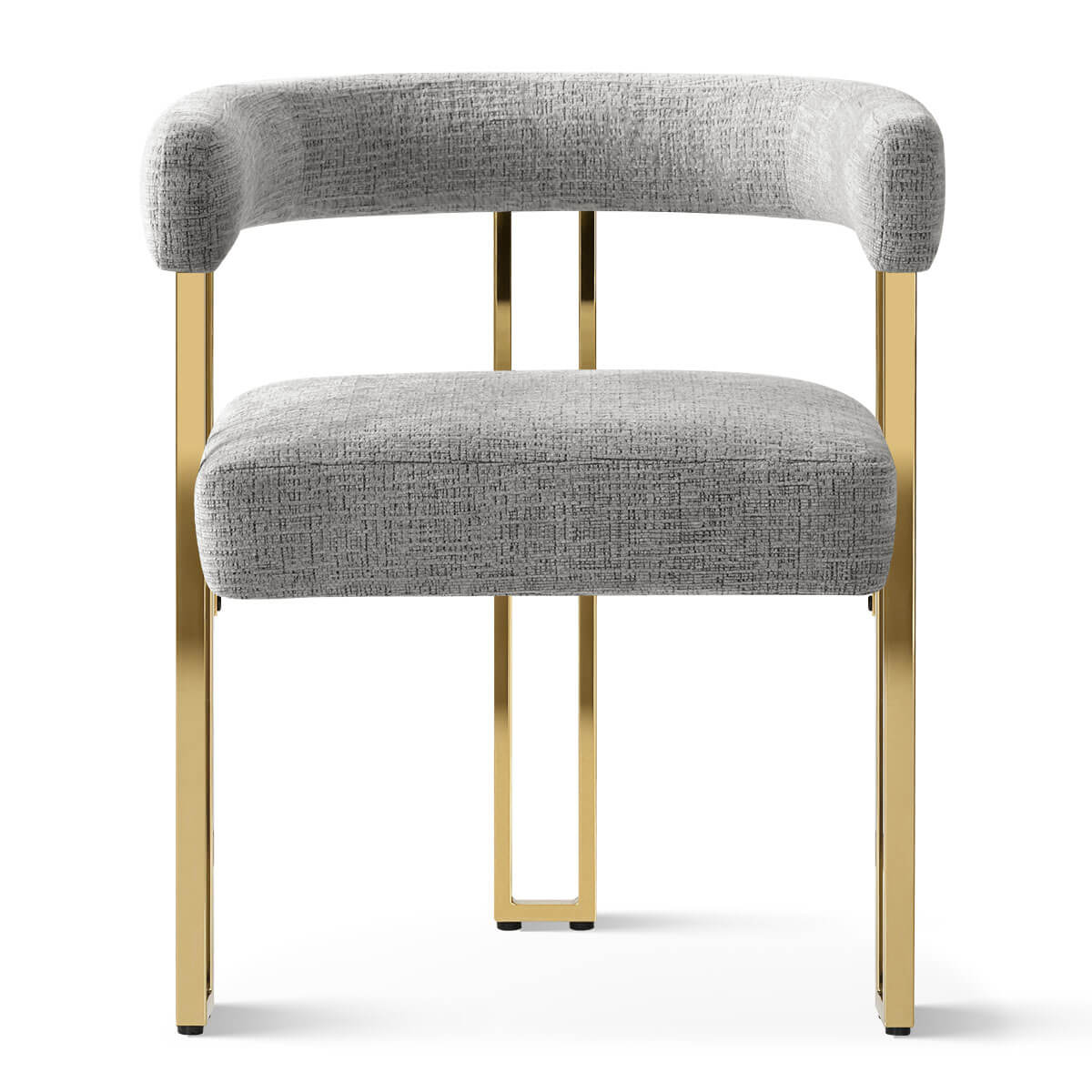 Mia 24" Modern Gold Chenille Dining Chair with Arms (Set of 4)