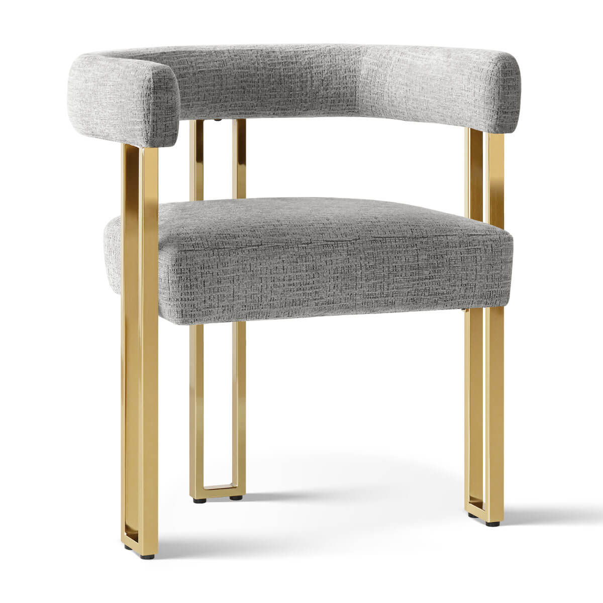 Mia 24" Modern Gold Chenille Dining Chair with Arms (Set of 2)