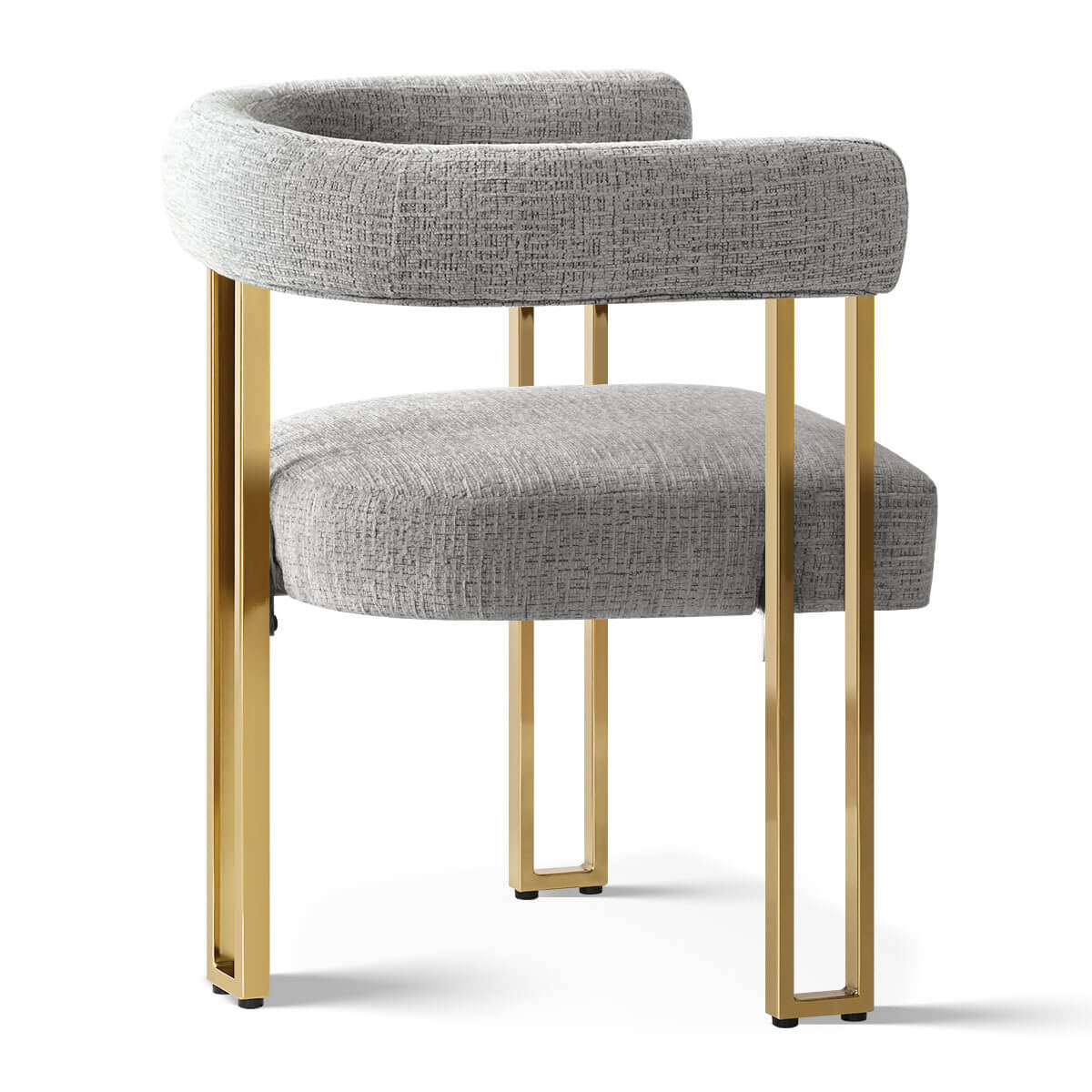 Mia 24" Modern Gold Chenille Dining Chair with Arms (Set of 4)