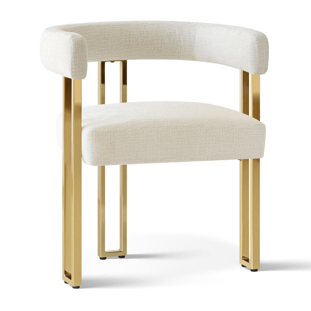 Mia 24" Modern Gold Chenille Dining Chair with Arms (Set of 4)