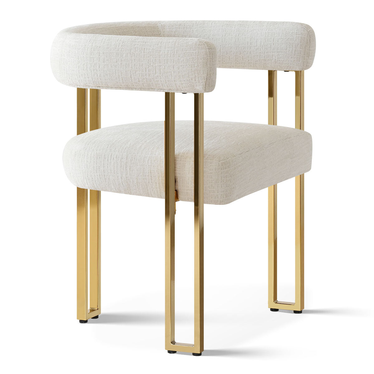 Mia 24" Modern Gold Chenille Dining Chair with Arms (Set of 4)