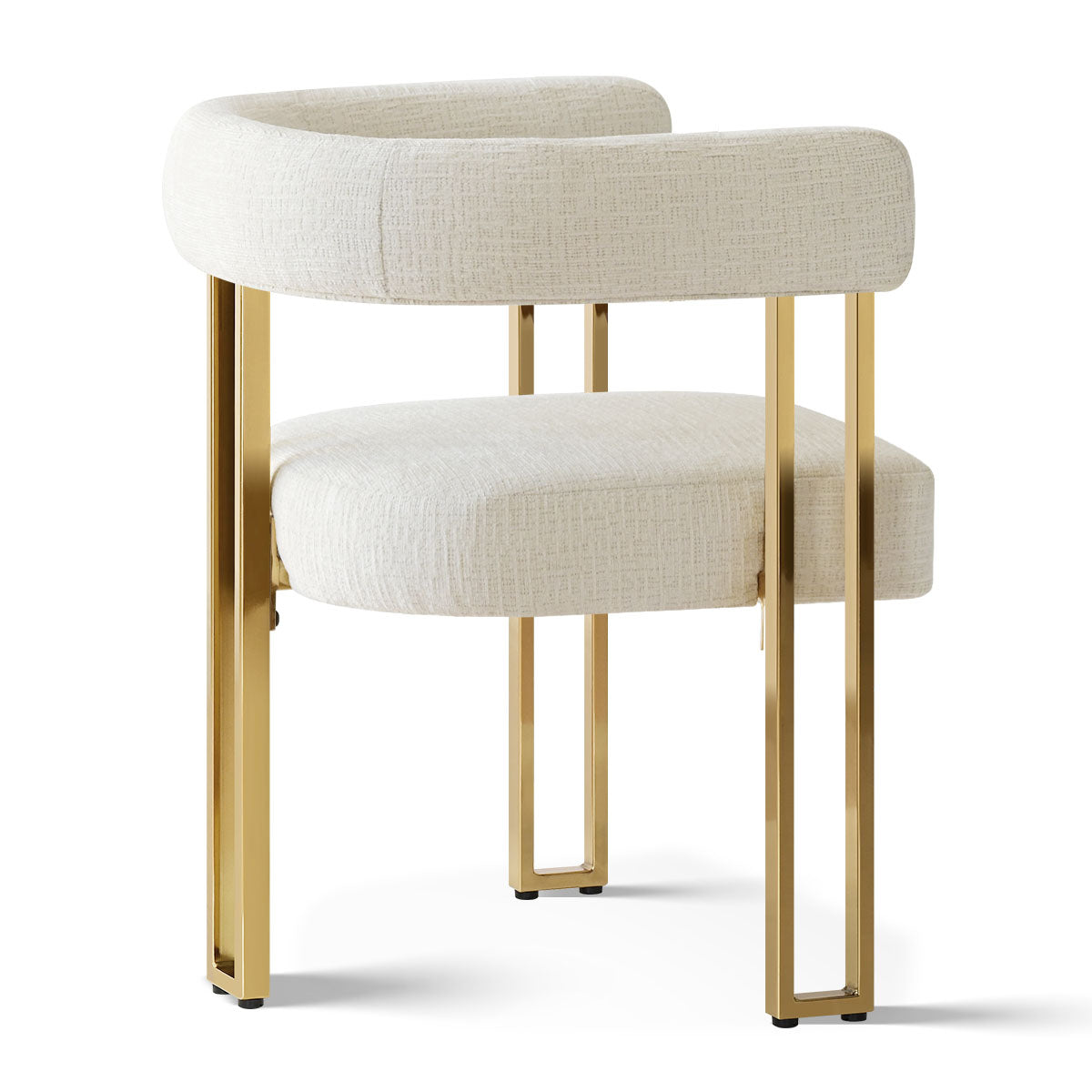 Mia 24" Modern Gold Chenille Dining Chair with Arms (Set of 2)