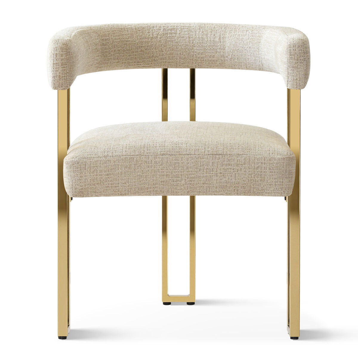 Mia 24" Modern Gold Chenille Dining Chair with Arms (Set of 2)