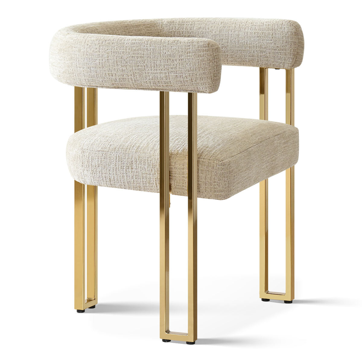 Mia 24" Modern Gold Chenille Dining Chair with Arms (Set of 2)