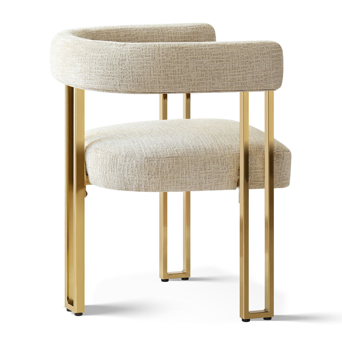 Mia 24" Modern Gold Chenille Dining Chair with Arms (Set of 2)