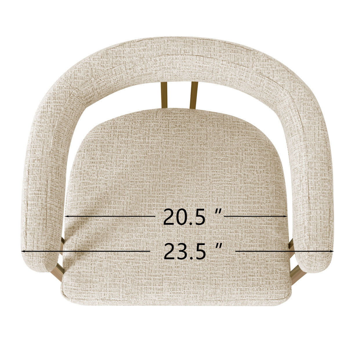 Mia 24" Modern Gold Chenille Dining Chair with Arms (Set of 4)