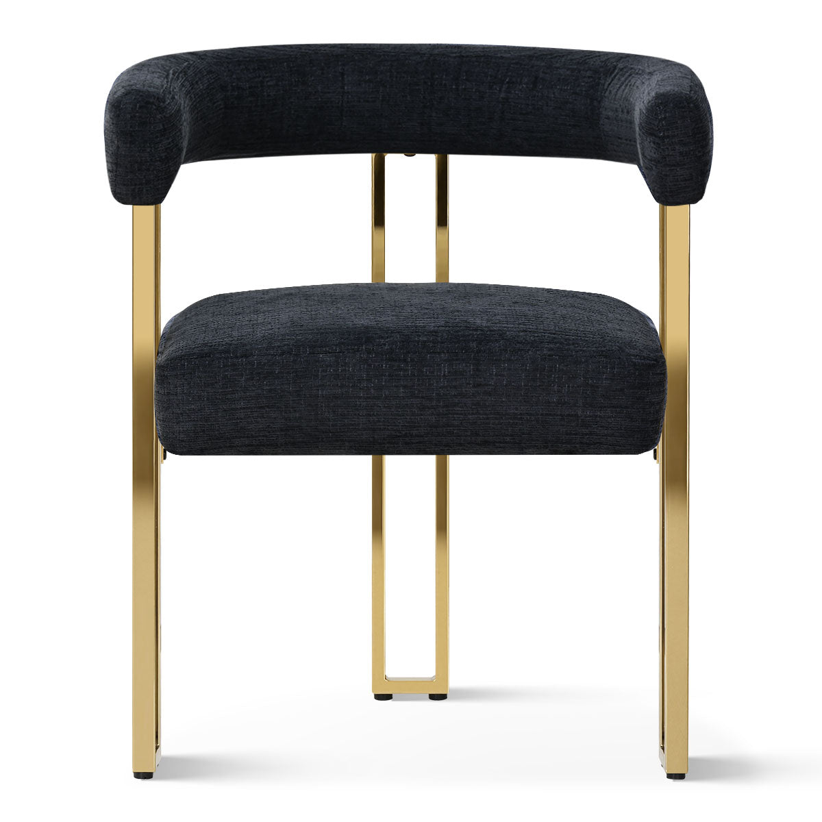 Mia 24" Modern Gold Chenille Dining Chair with Arms (Set of 2)