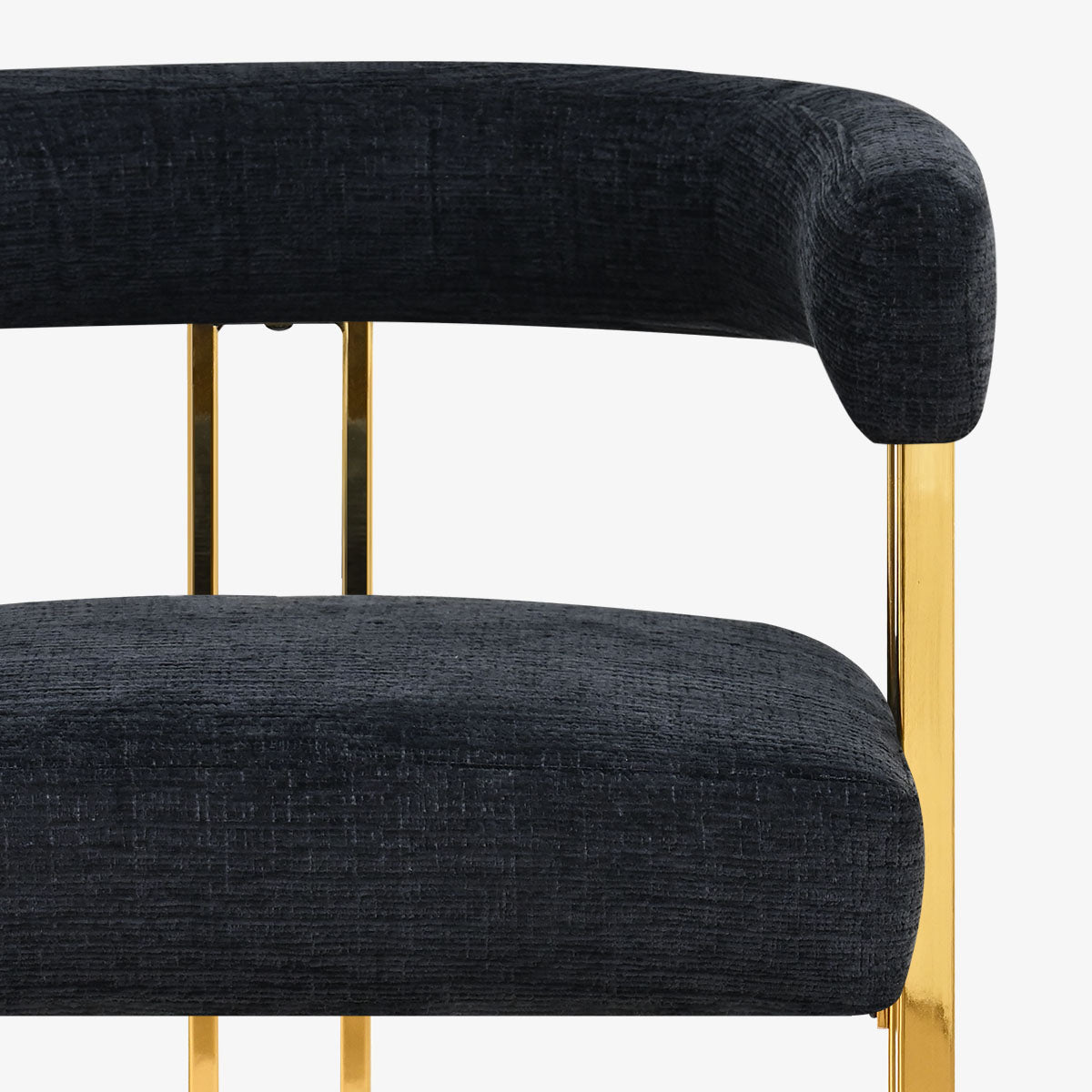 Mia 24" Modern Gold Chenille Dining Chair with Arms (Set of 2)