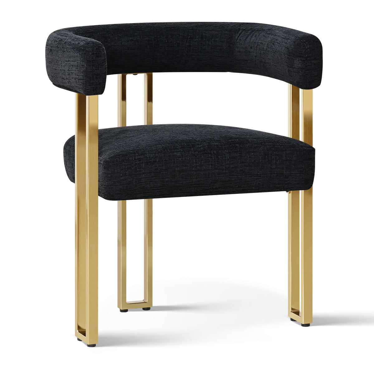 Mia 24" Modern Gold Chenille Dining Chair with Arms (Set of 2)