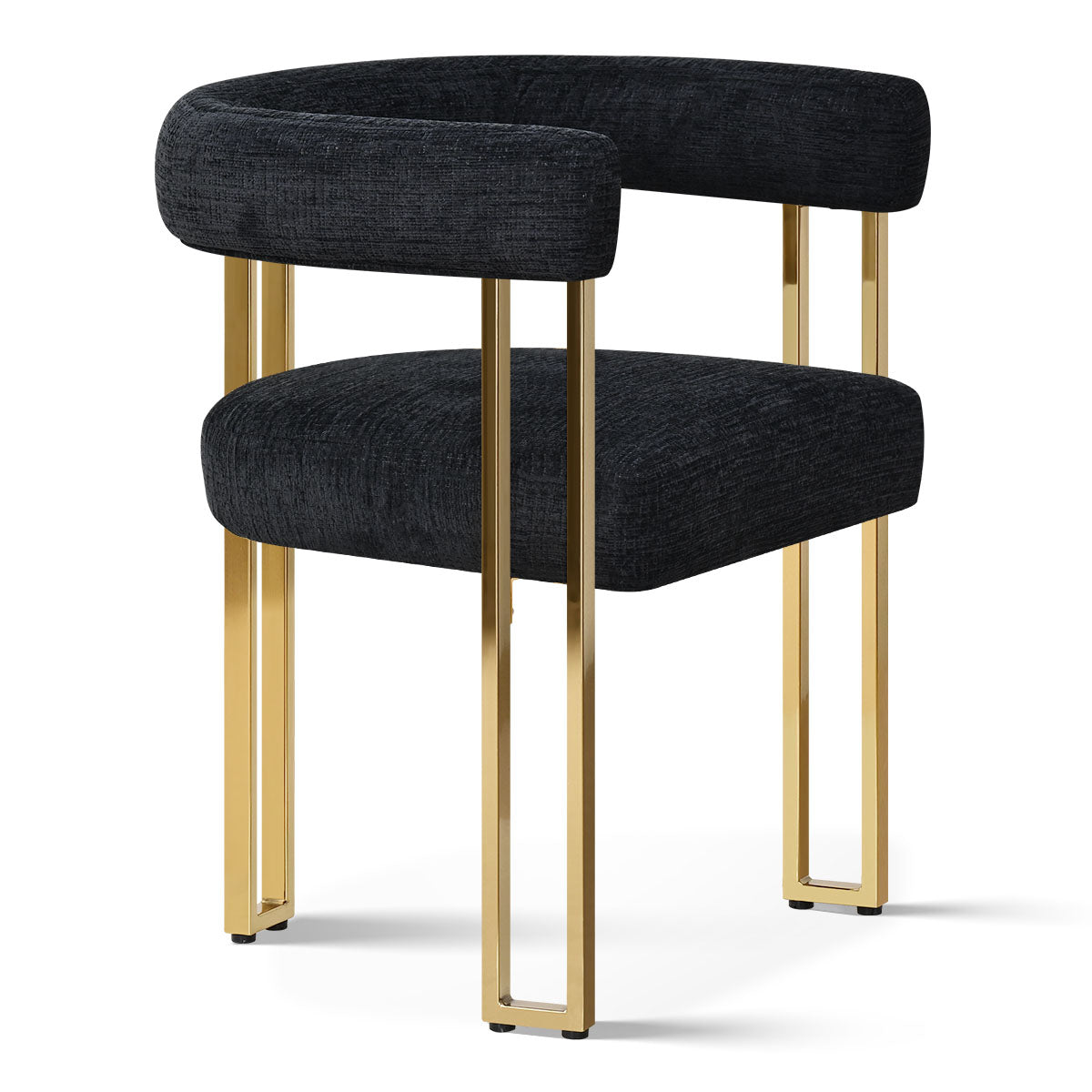 Mia 24" Modern Gold Chenille Dining Chair with Arms (Set of 2)
