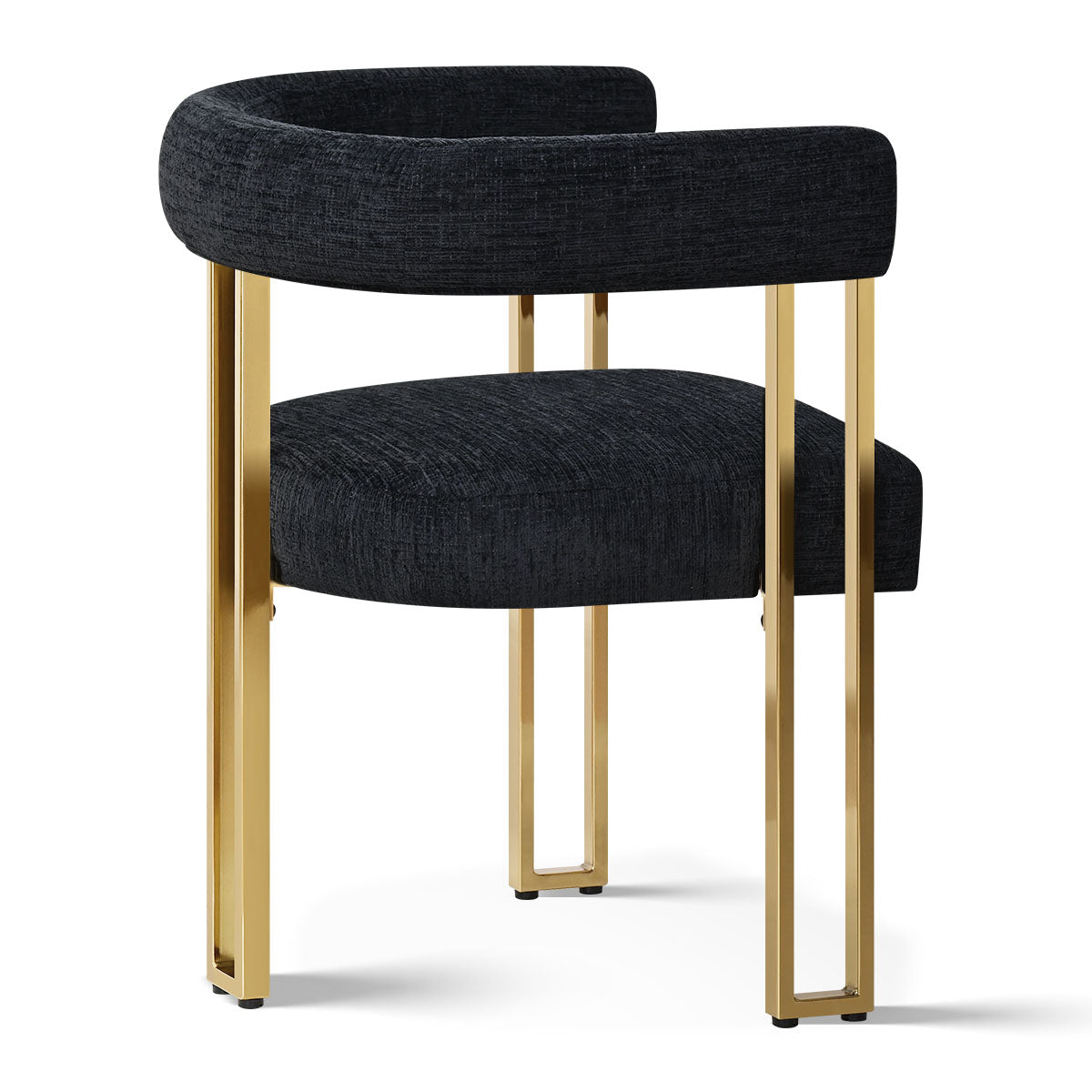 Mia 24" Modern Gold Chenille Dining Chair with Arms (Set of 2)