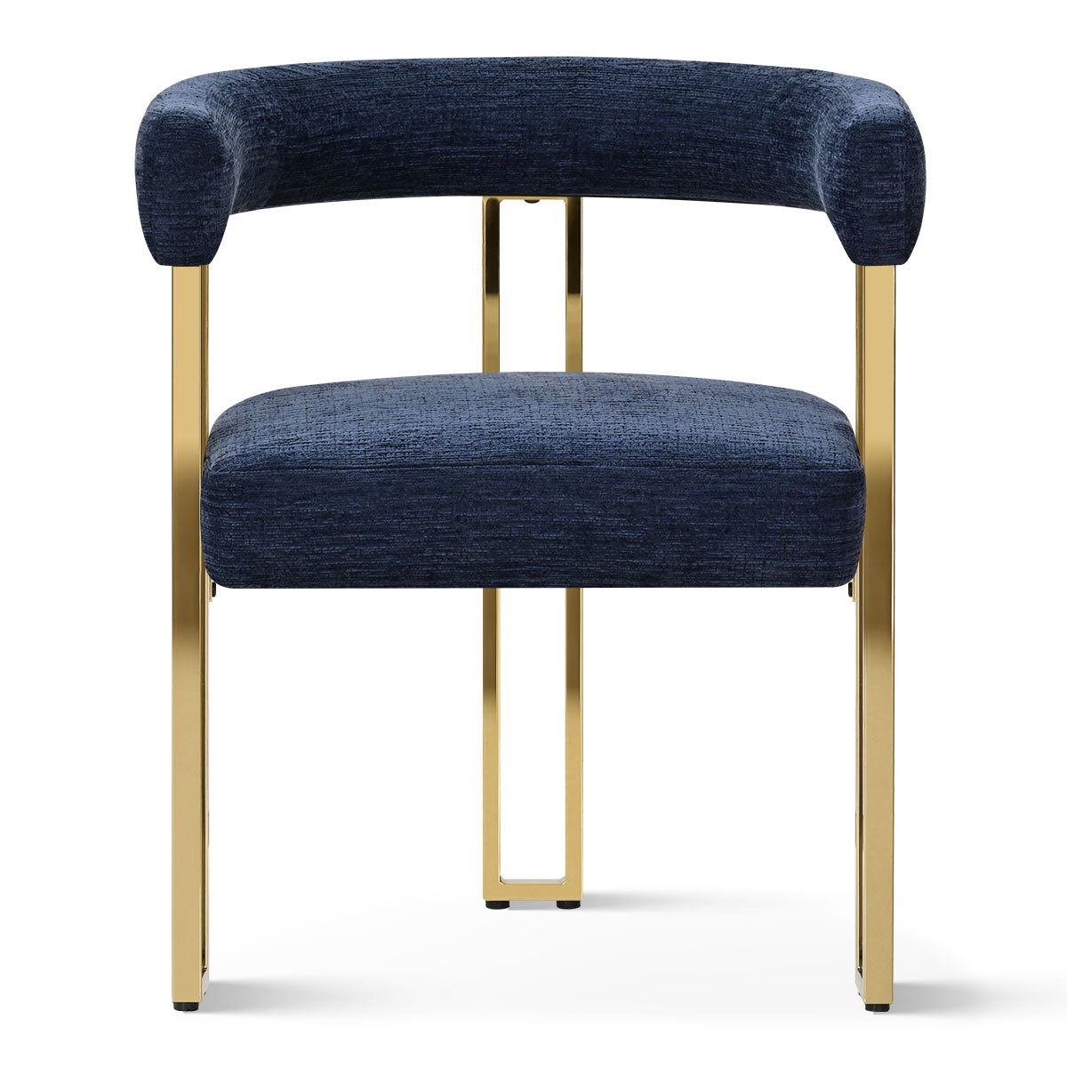 Mia 24" Modern Gold Chenille Dining Chair with Arms (Set of 2)