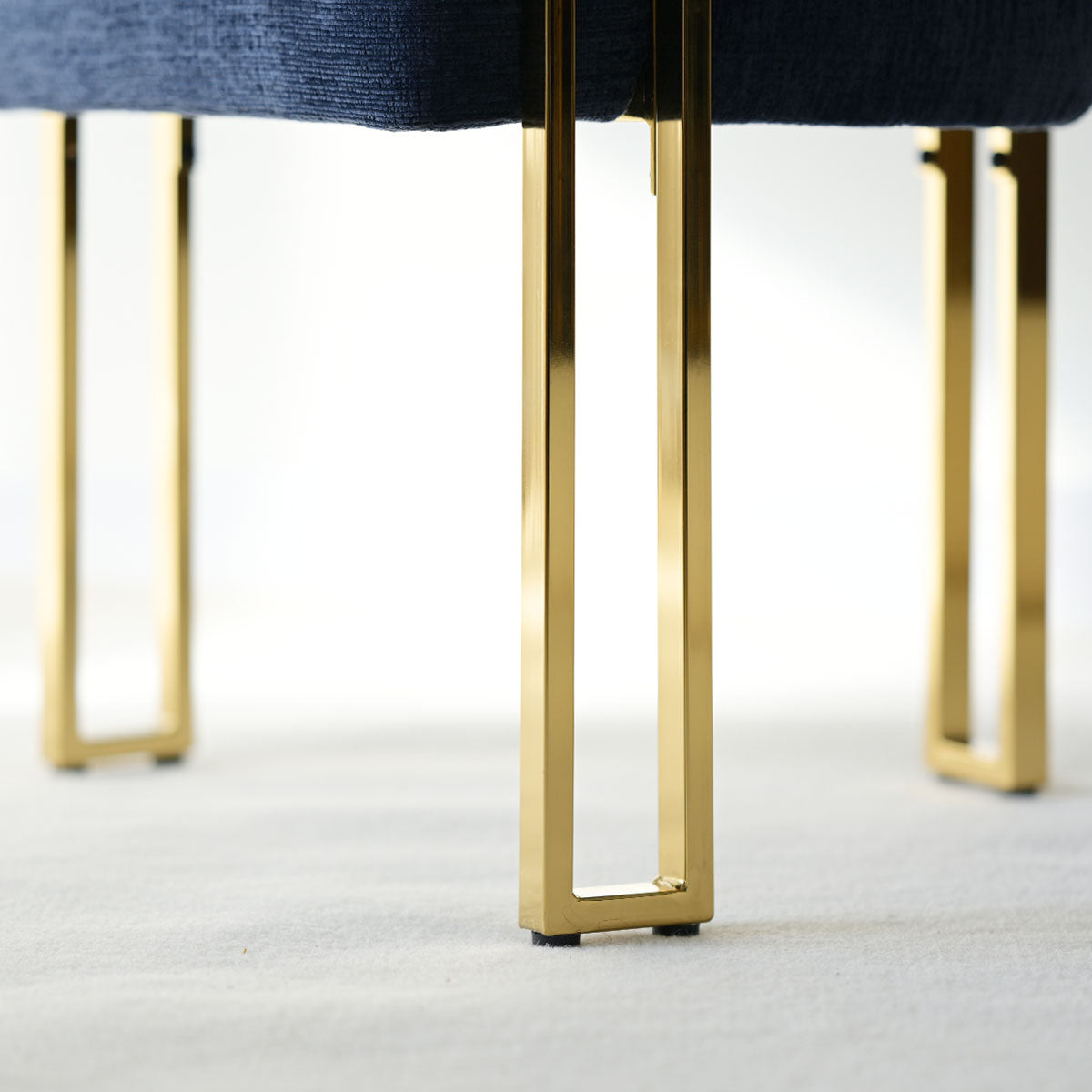 Mia 24" Modern Gold Chenille Dining Chair with Arms (Set of 2)