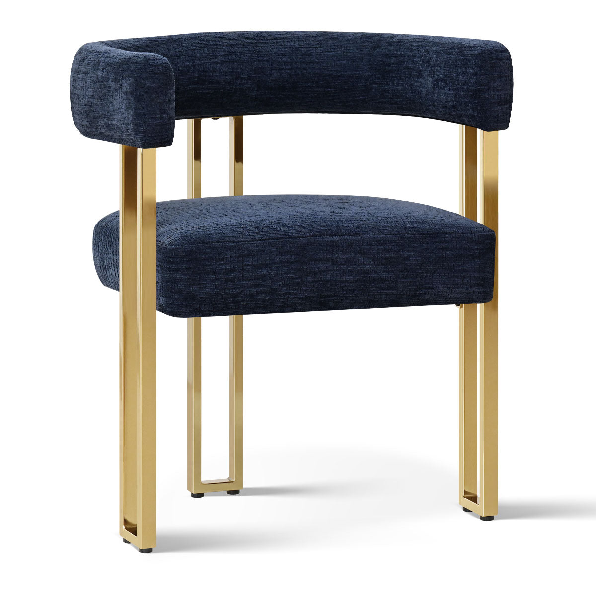 Mia 24" Modern Gold Chenille Dining Chair with Arms (Set of 2)