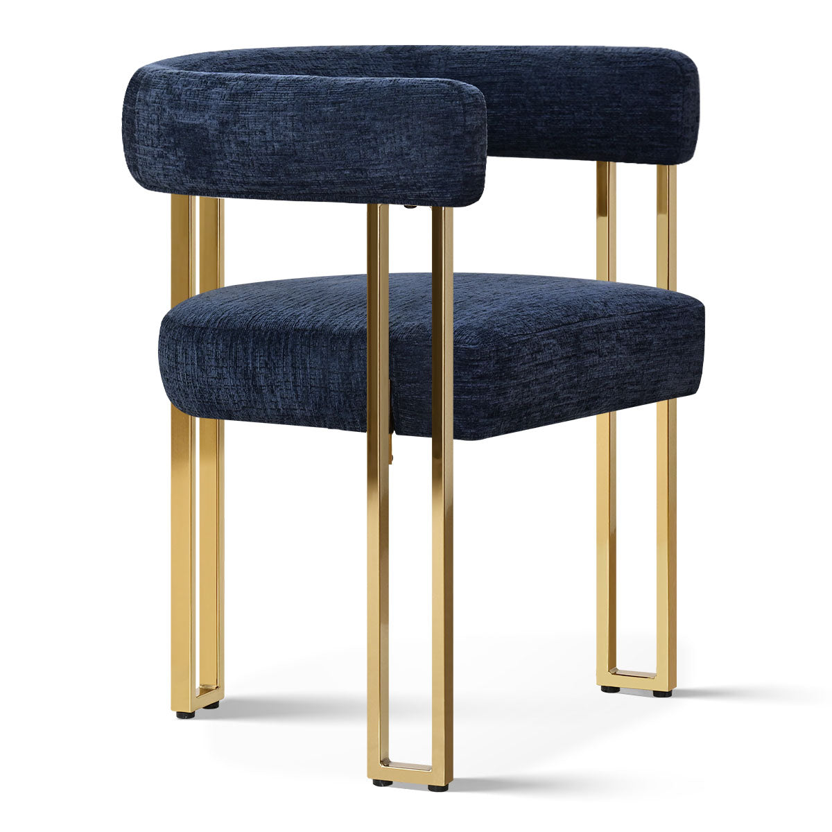 Mia 24" Modern Gold Chenille Dining Chair with Arms (Set of 2)