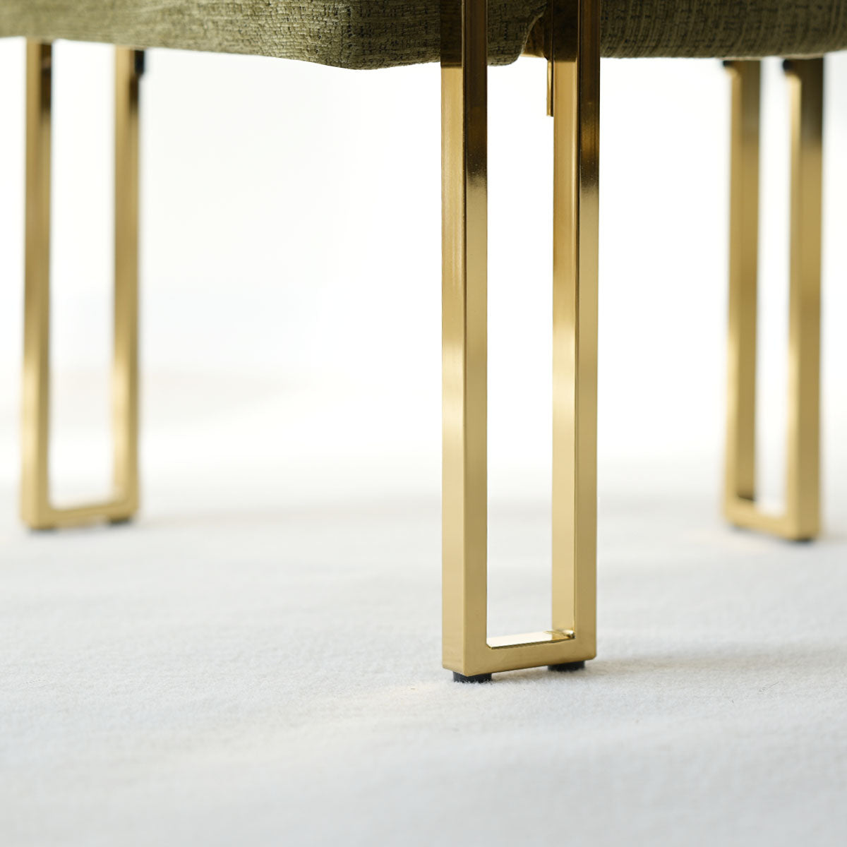 Mia 24" Modern Gold Chenille Dining Chair with Arms (Set of 2)