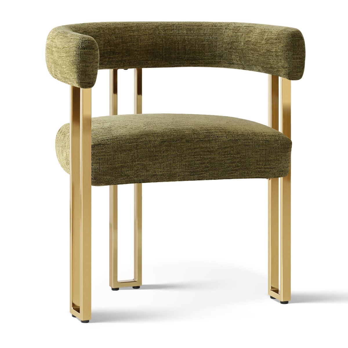 Mia 24" Modern Gold Chenille Dining Chair with Arms (Set of 4)