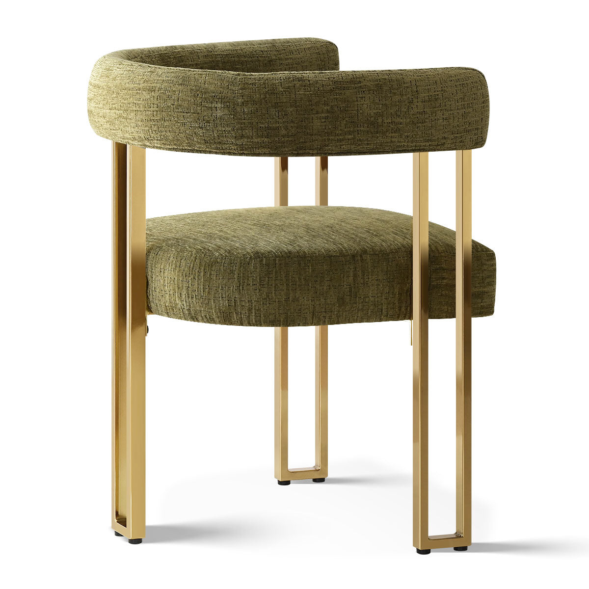 Mia 24" Modern Gold Chenille Dining Chair with Arms (Set of 4)