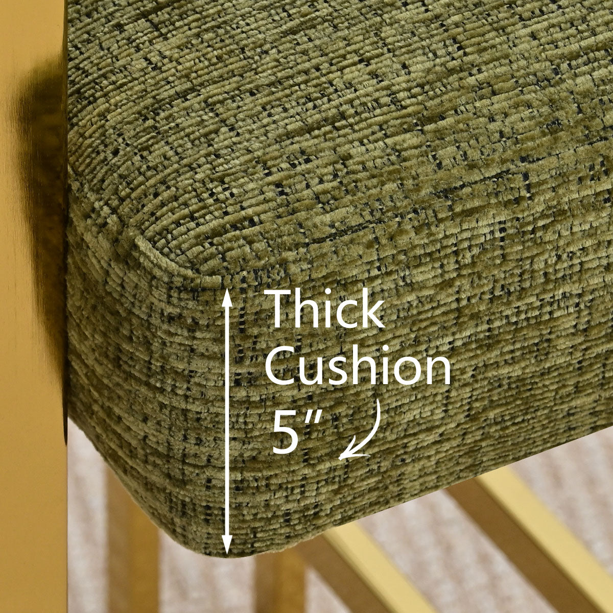 Mia 24" Modern Gold Chenille Dining Chair with Arms (Set of 4)