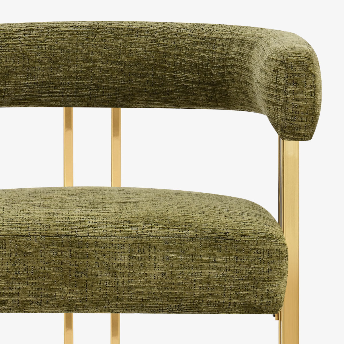 Mia 24" Modern Gold Chenille Dining Chair with Arms (Set of 2)