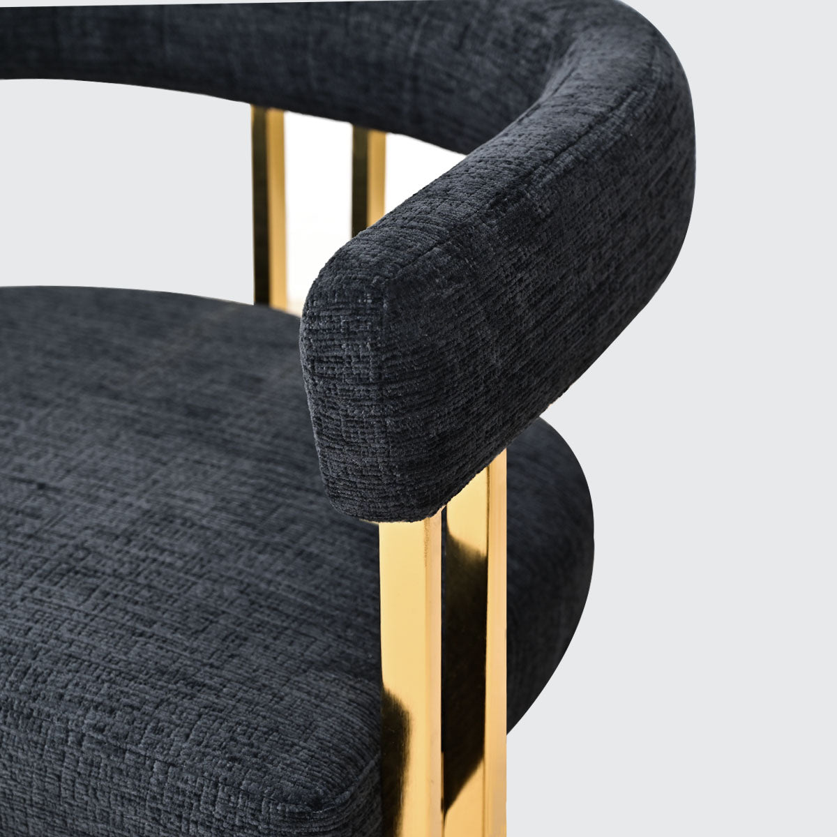 Mia 24" Modern Gold Chenille Counter Stool with Arms (Set of 3)