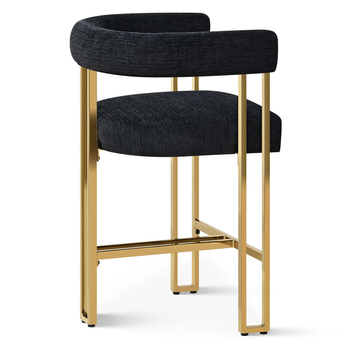 Mia 24" Modern Gold Chenille Counter Stool with Arms (Set of 3)