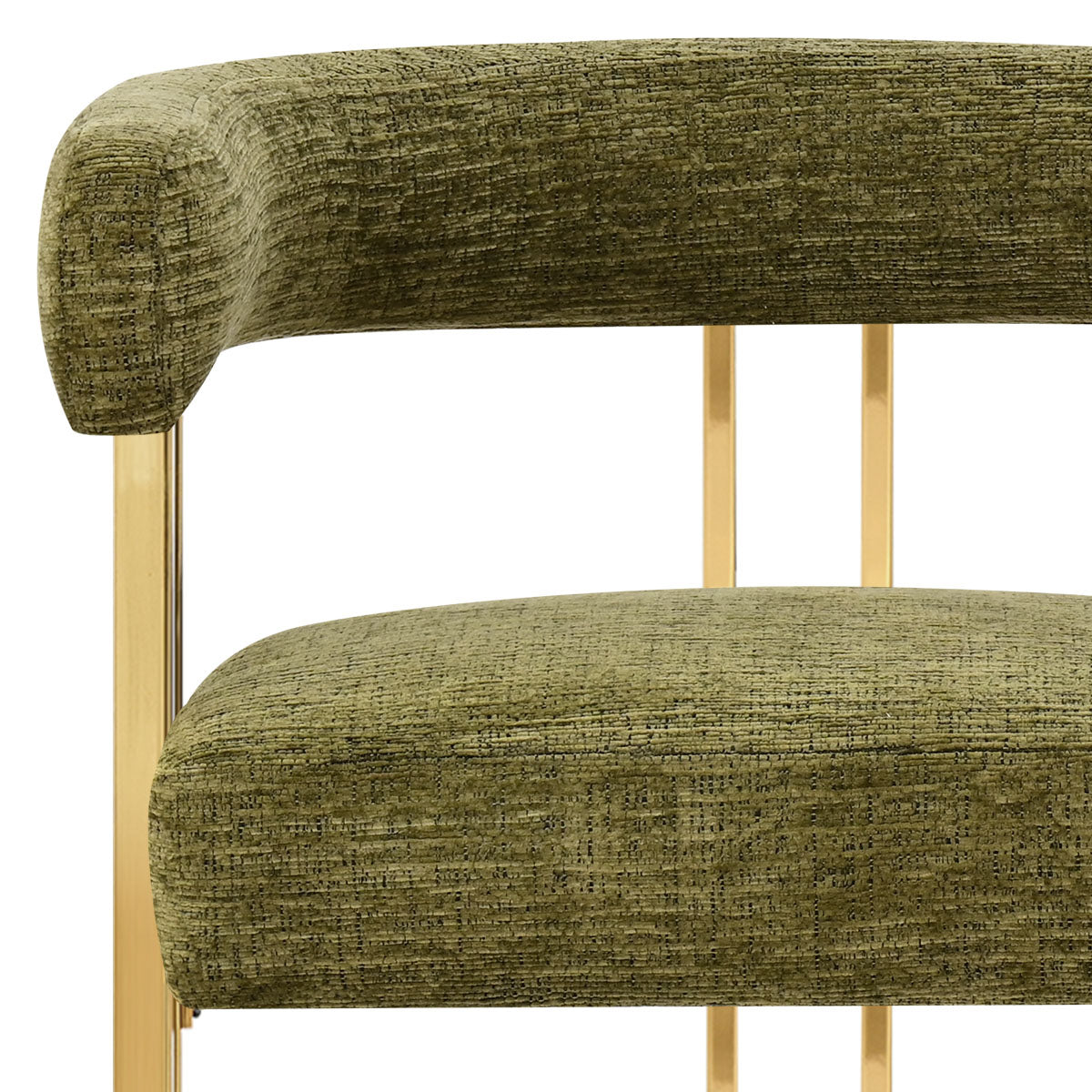 Mia 24" Modern Gold Chenille Counter Stool with Arms (Set of 3)