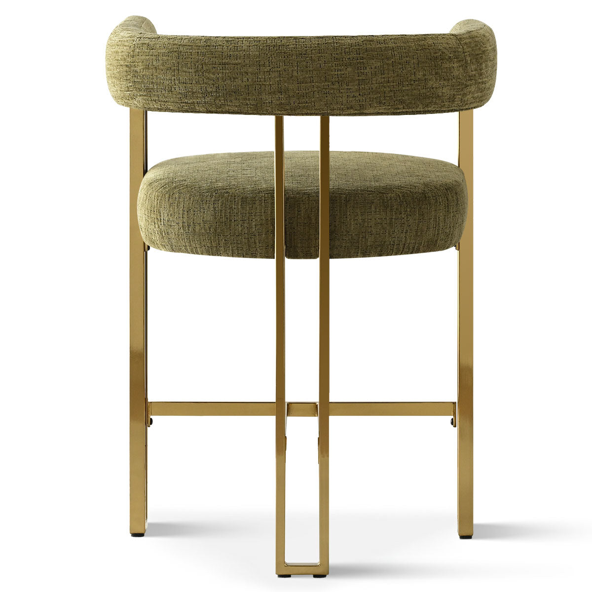 Mia 24" Modern Gold Chenille Counter Stool with Arms (Set of 3)