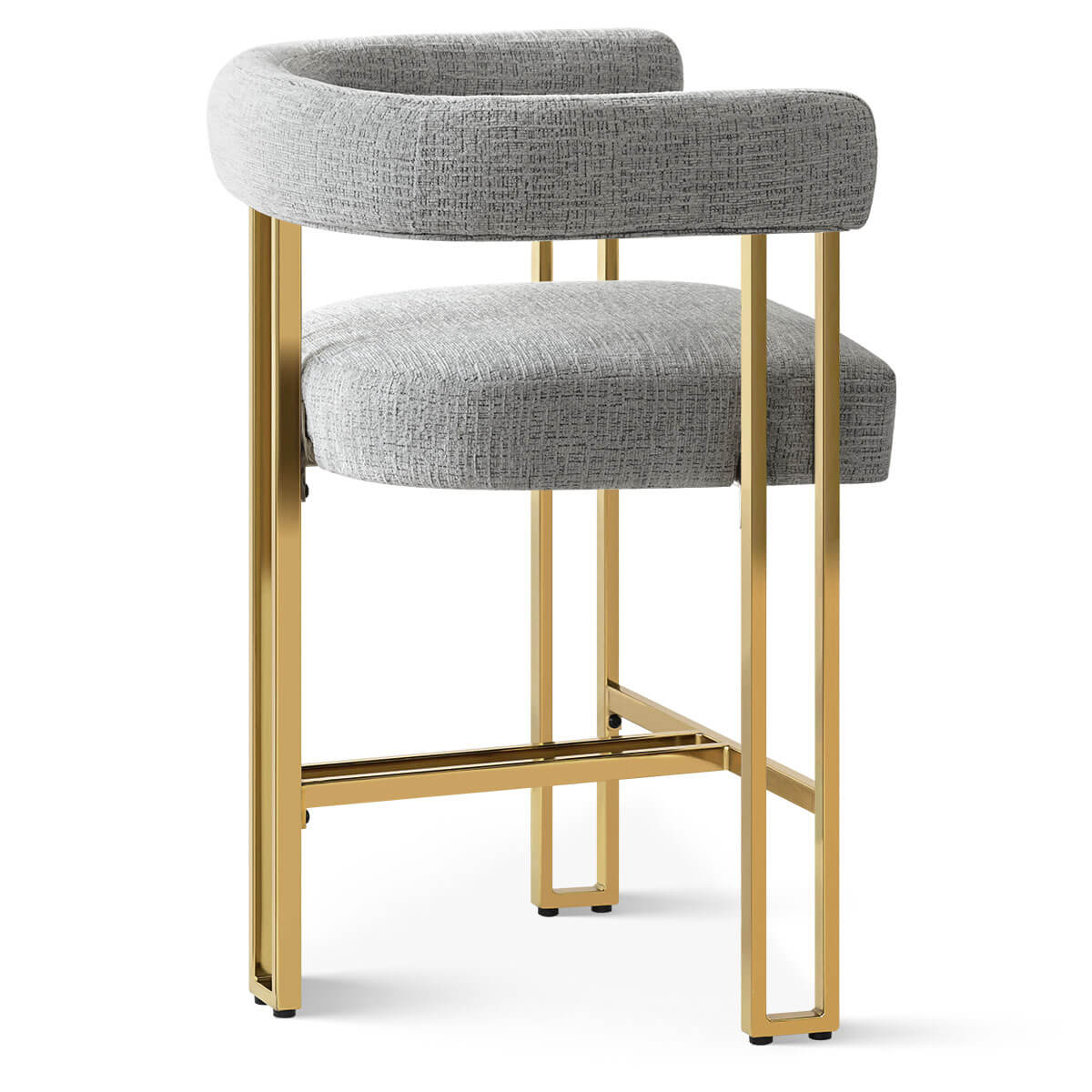 Mia 24" Modern Gold Chenille Counter Stool with Arms (Set of 3)