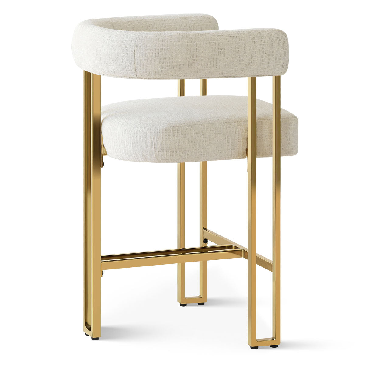 Mia 24" Modern Gold Chenille Counter Stool with Arms (Set of 3)