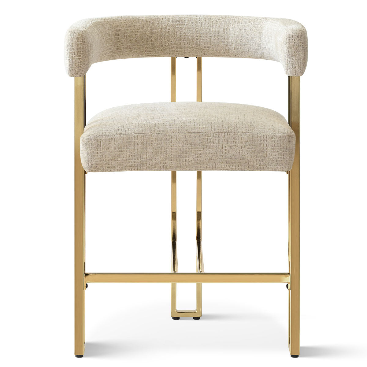 Mia 24" Modern Gold Chenille Counter Stool with Arms (Set of 3)