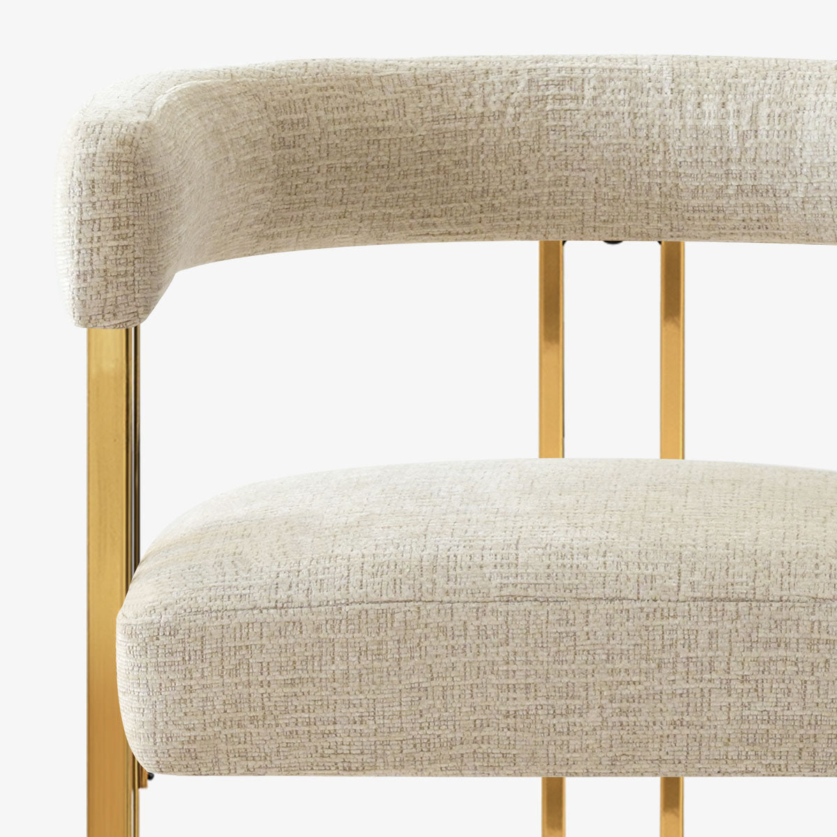 Mia 24" Modern Gold Chenille Counter Stool with Arms (Set of 3)