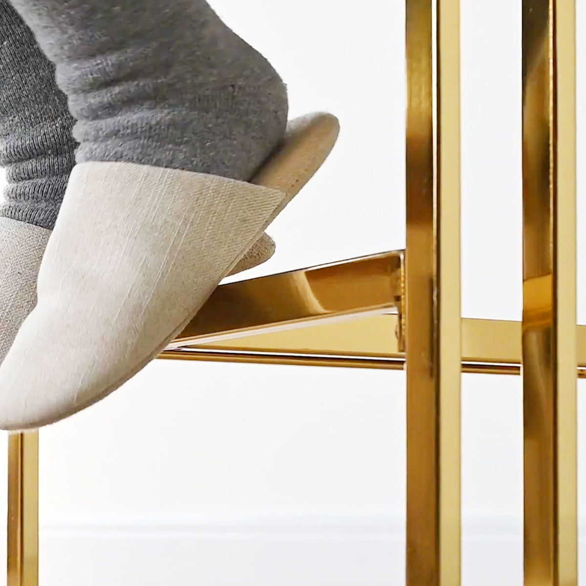 Mia 24" Modern Gold Chenille Counter Stool with Arms (Set of 3)