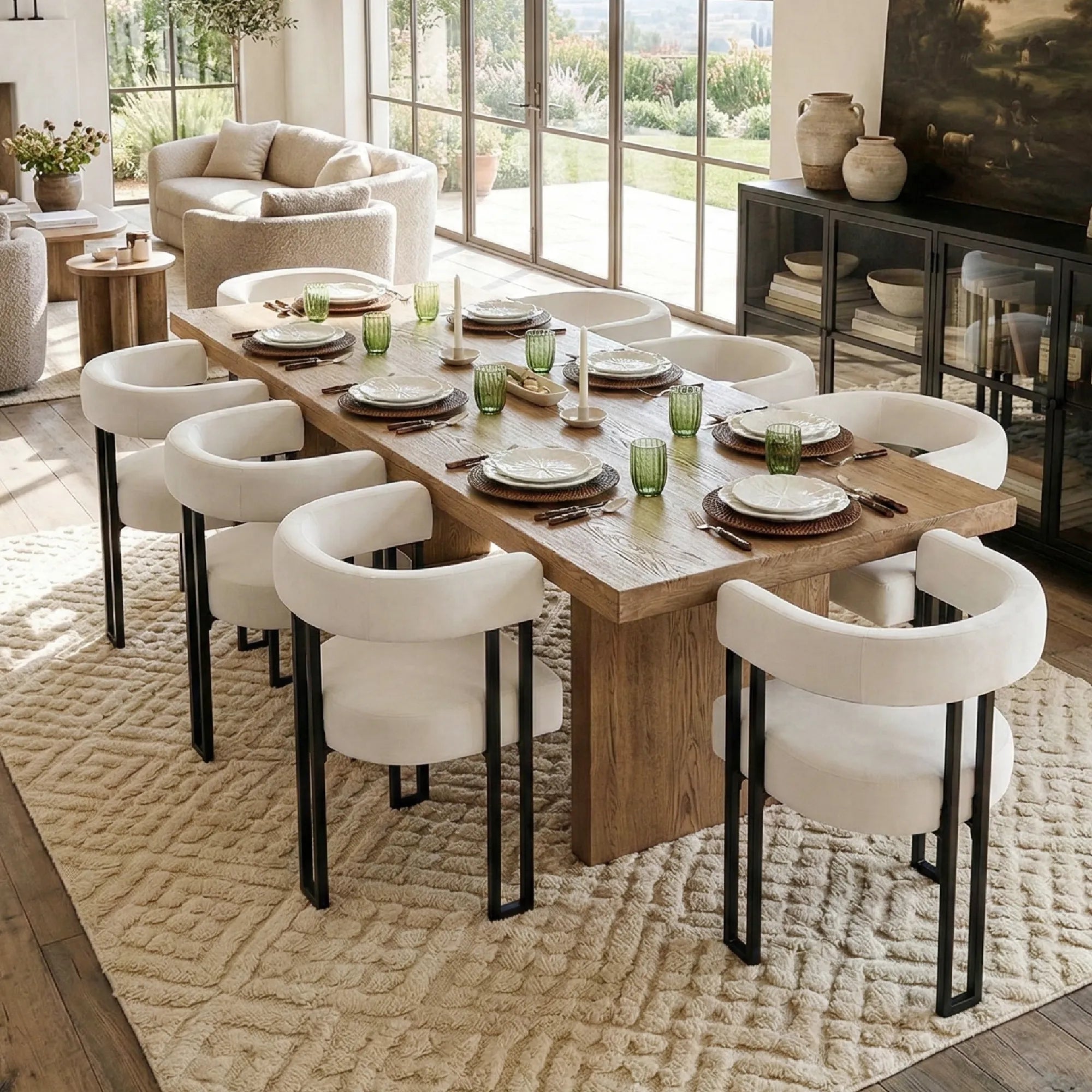 Mia Velvet Dining Chair with Arms (Set of 8)