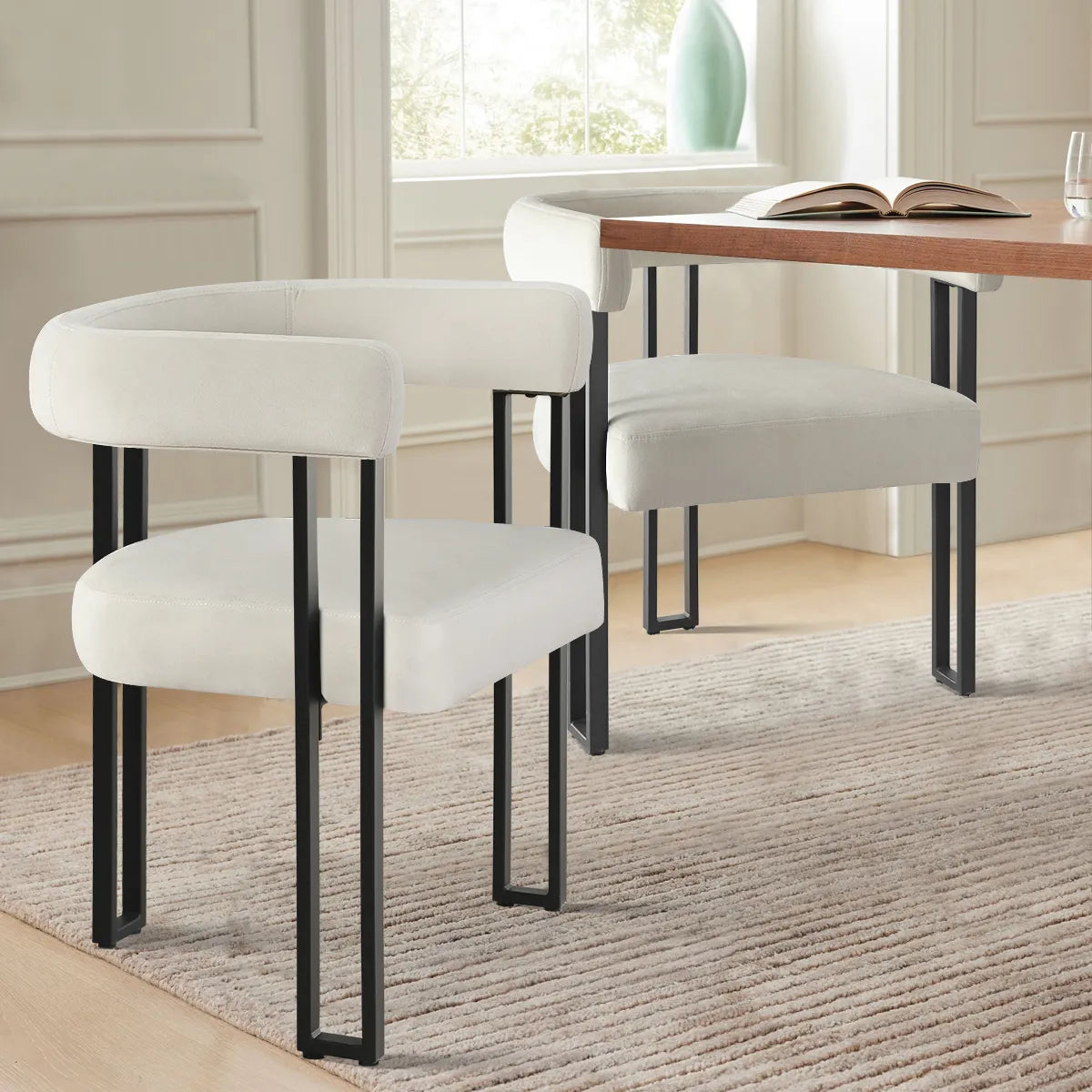 Mia Velvet Dining Chair with Arms (Set of 2)