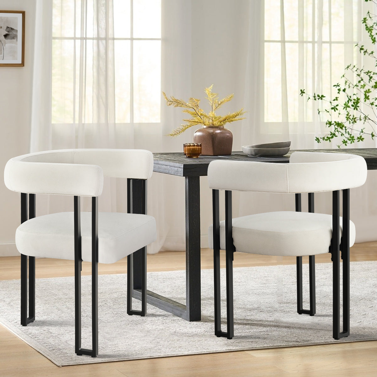 Mia Velvet Dining Chair with Arms (Set of 2)