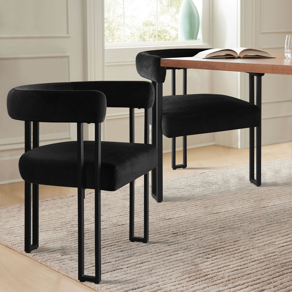 Mia Velvet Dining Chair with Arms (Set of 2)