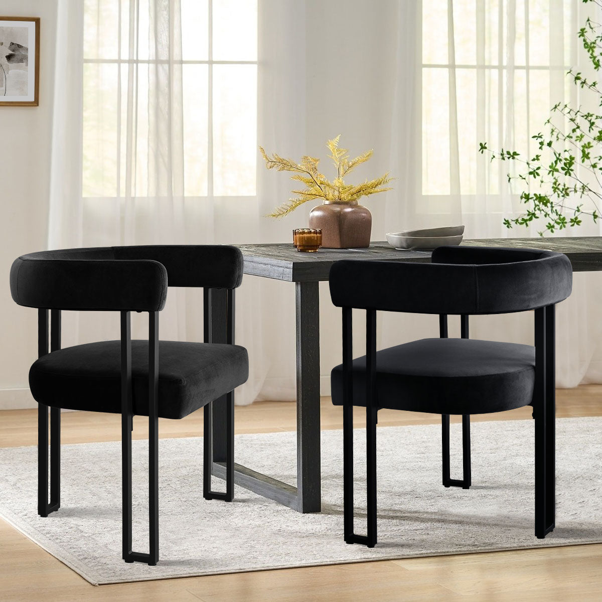 Mia Velvet Dining Chair with Arms (Set of 2)