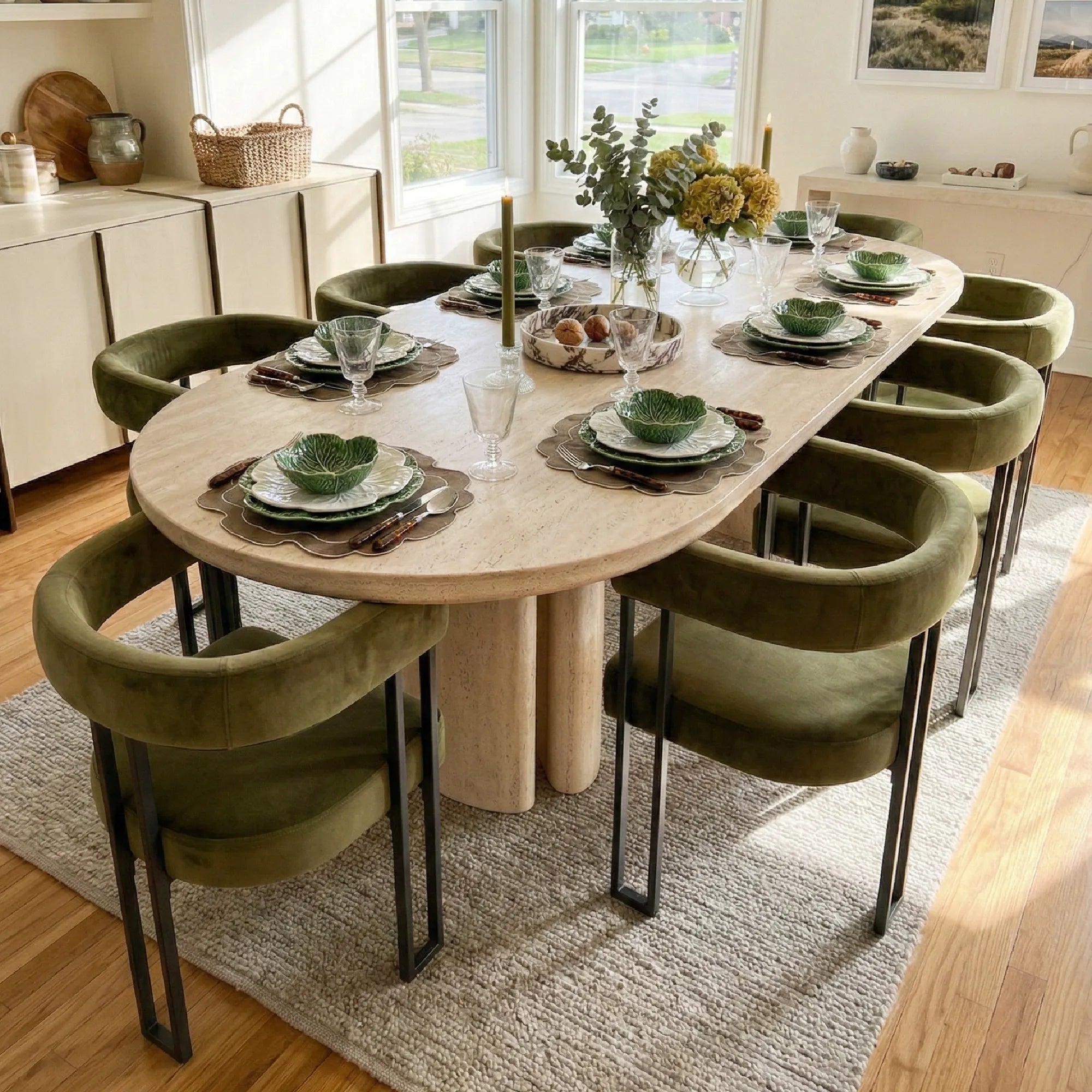 Mia Velvet Dining Chair with Arms (Set of 8)