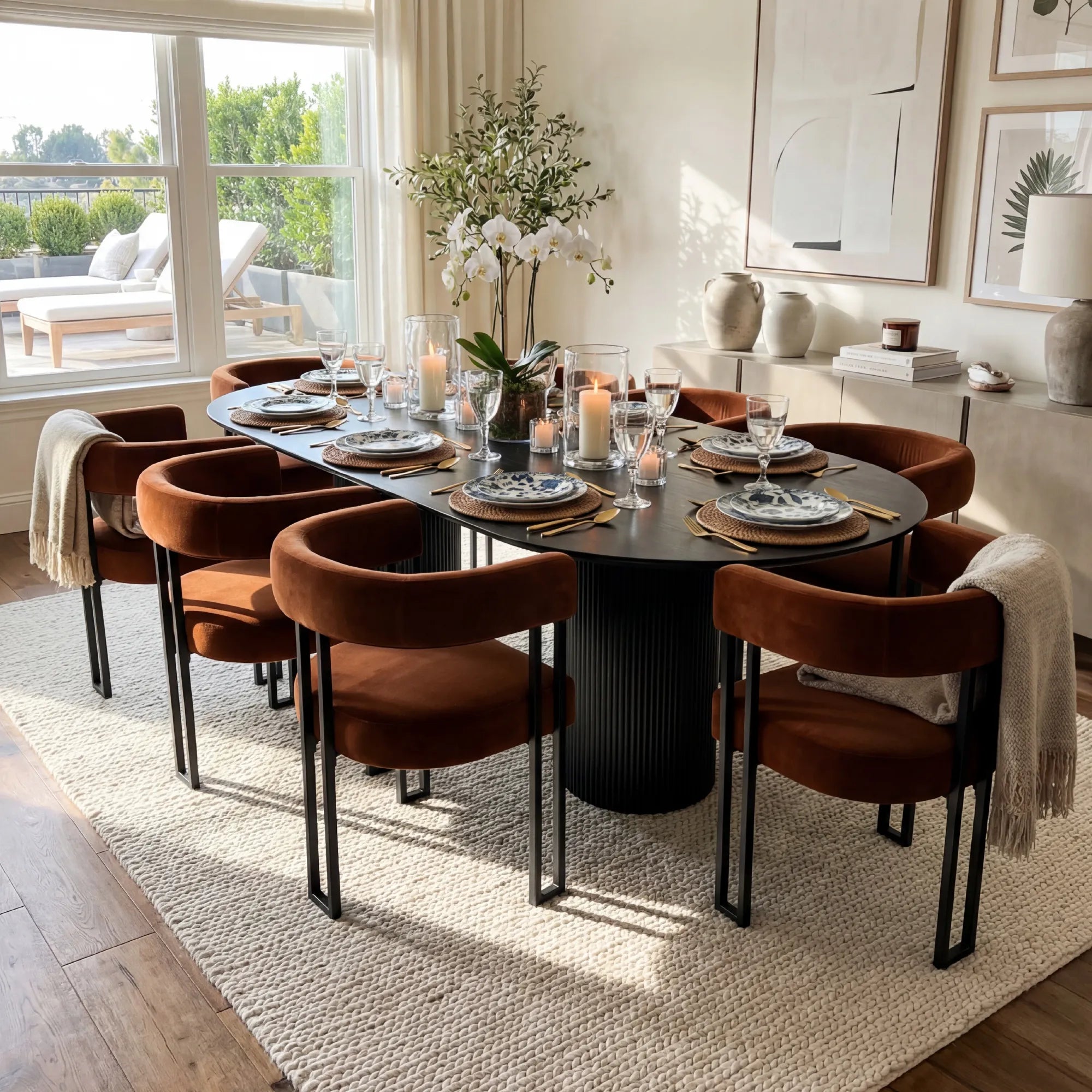 Mia Velvet Dining Chair with Arms (Set of 8)