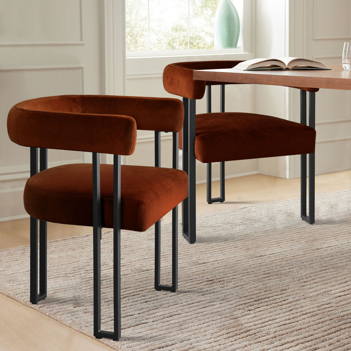 Mia Velvet Dining Chair with Arms (Set of 2)