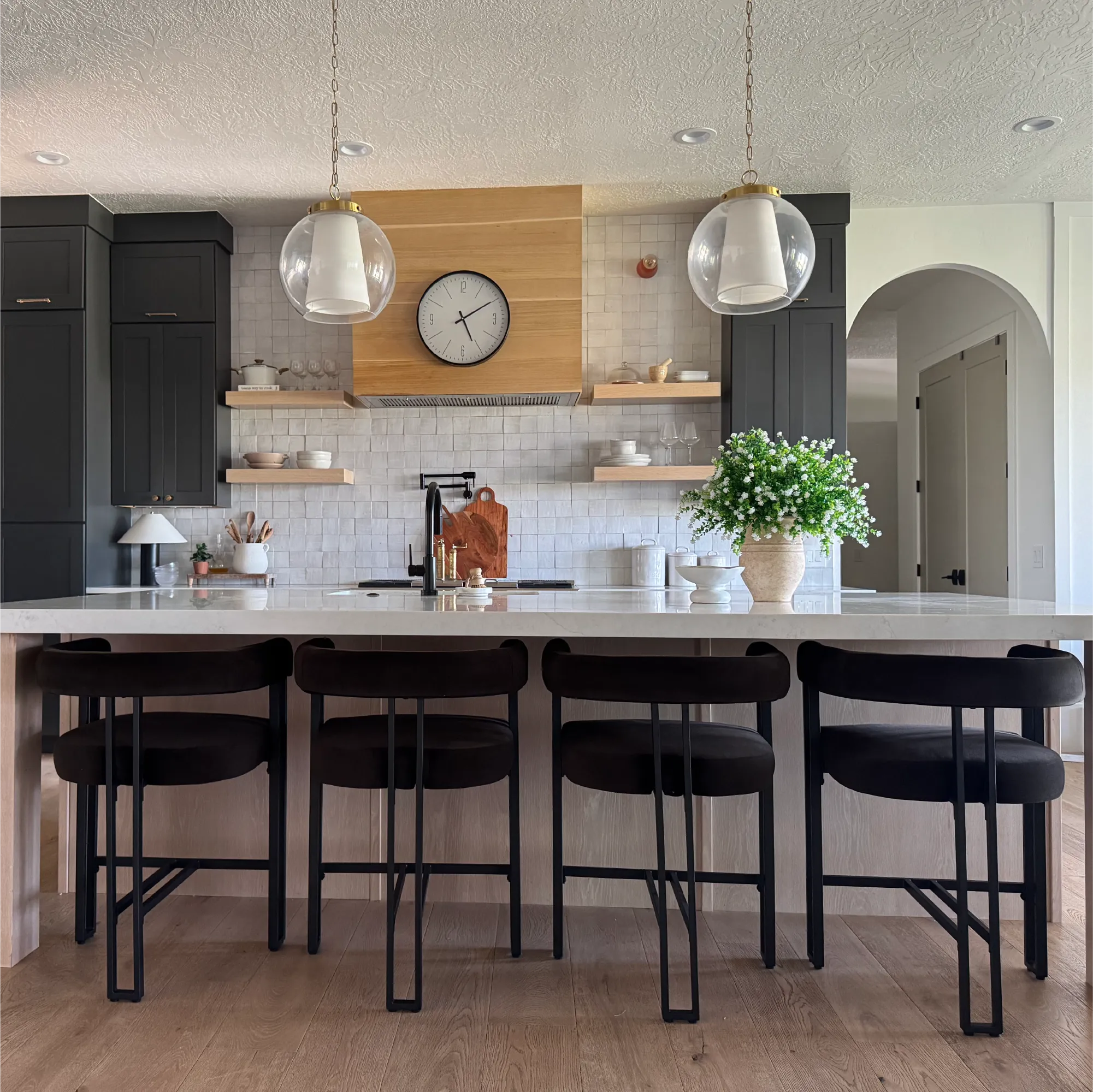 Mia 24" Modern Velvet Counter Stool with Arms (Set of 3)