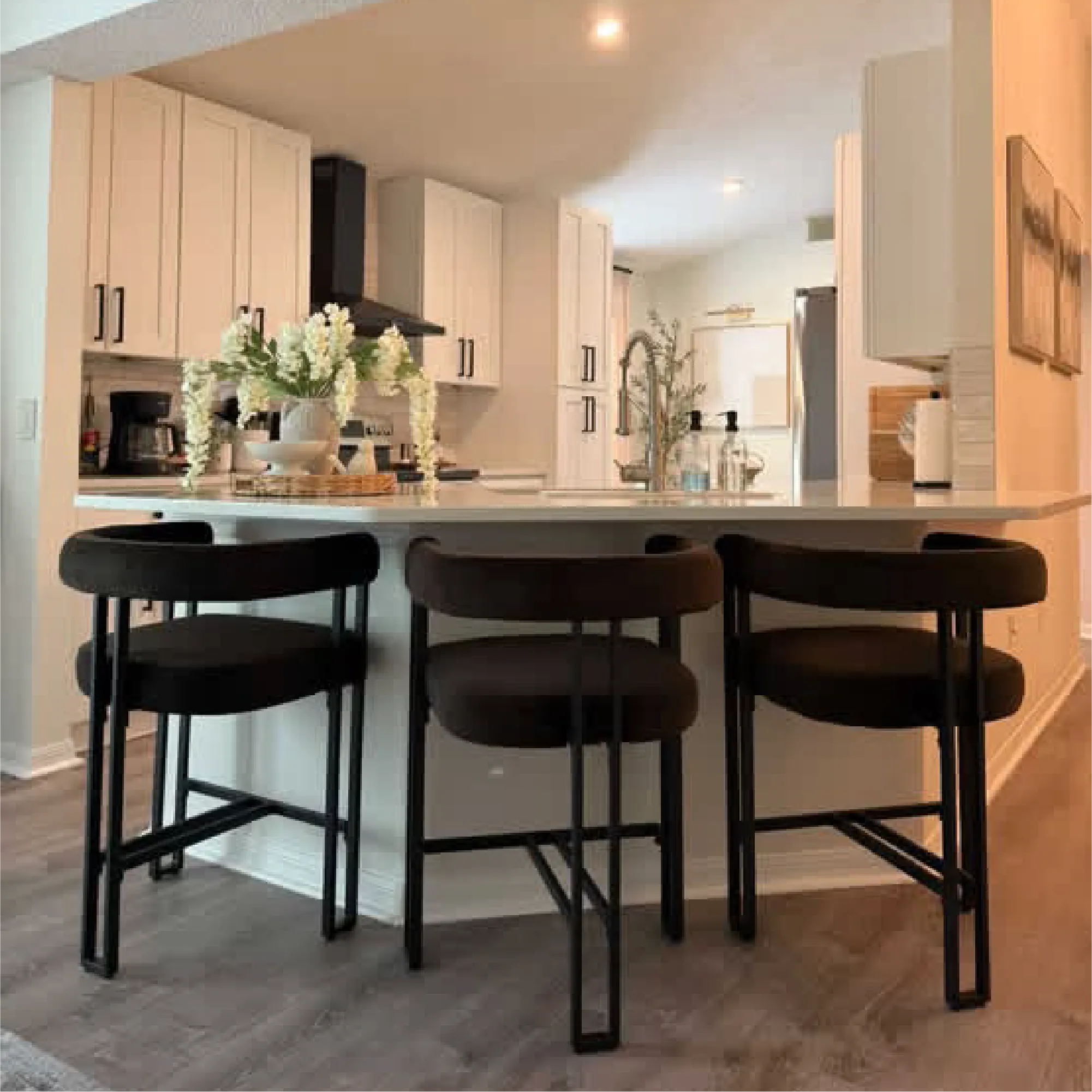 Mia 24" Modern Velvet Counter Stool with Arms (Set of 3)