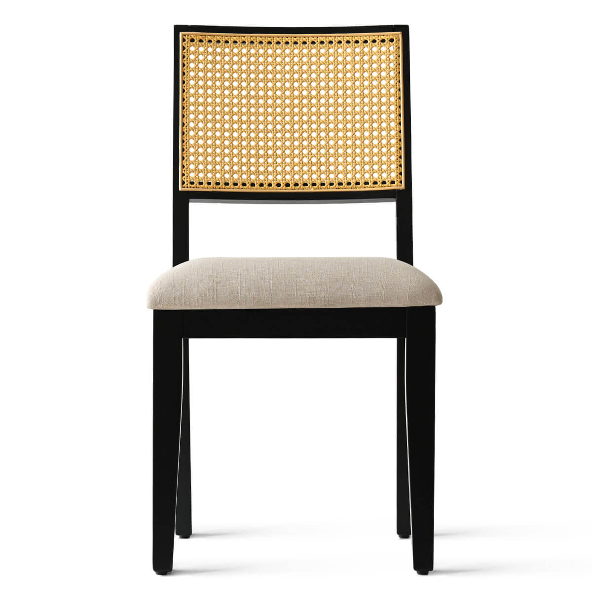 Monica Rattan Solid Wood Upholstered Dining Chair (Set of 4)
