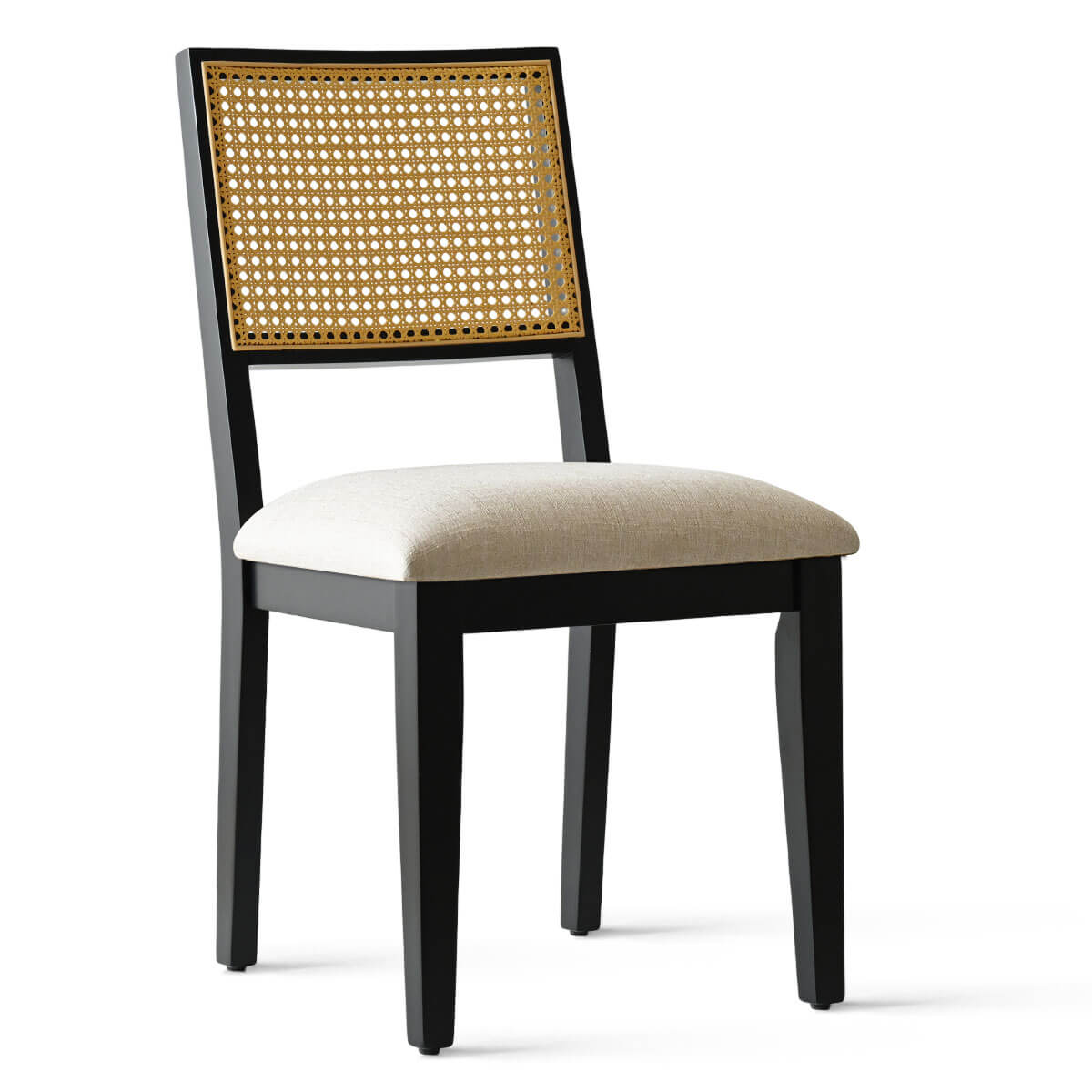 Monica Rattan Solid Wood Upholstered Dining Chair (Set of 4)
