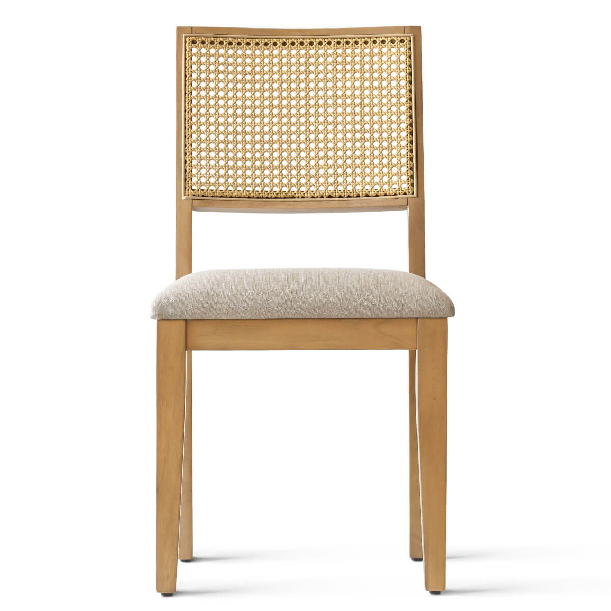 Monica Rattan Solid Wood Upholstered Dining Chair (Set of 4)