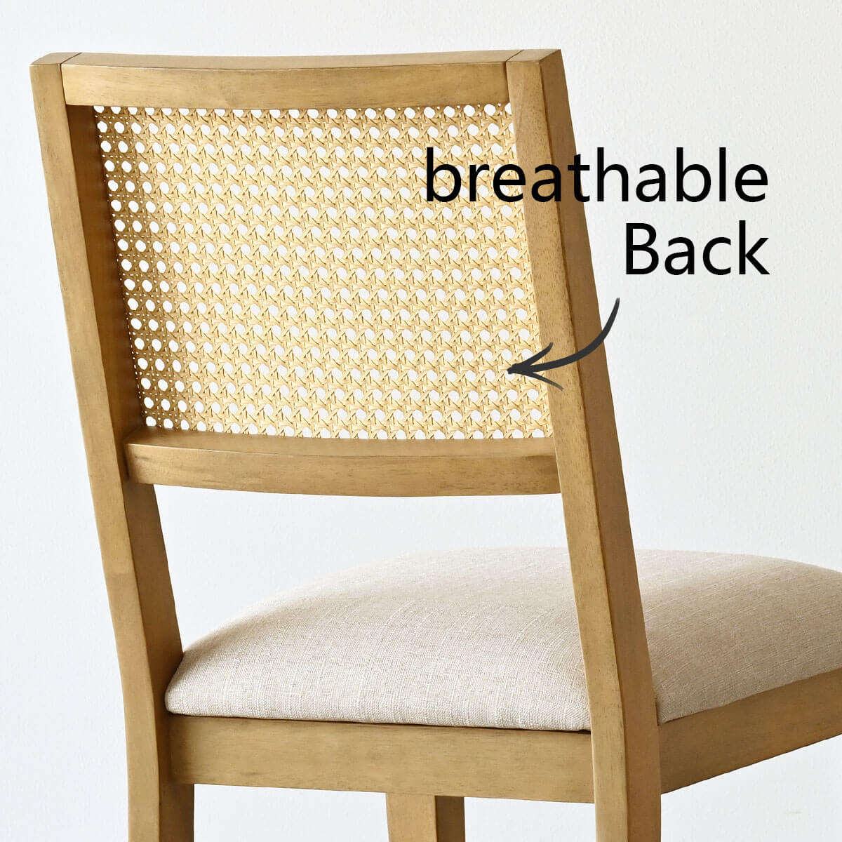 Monica Rattan Solid Wood Upholstered Dining Chair (Set of 4)