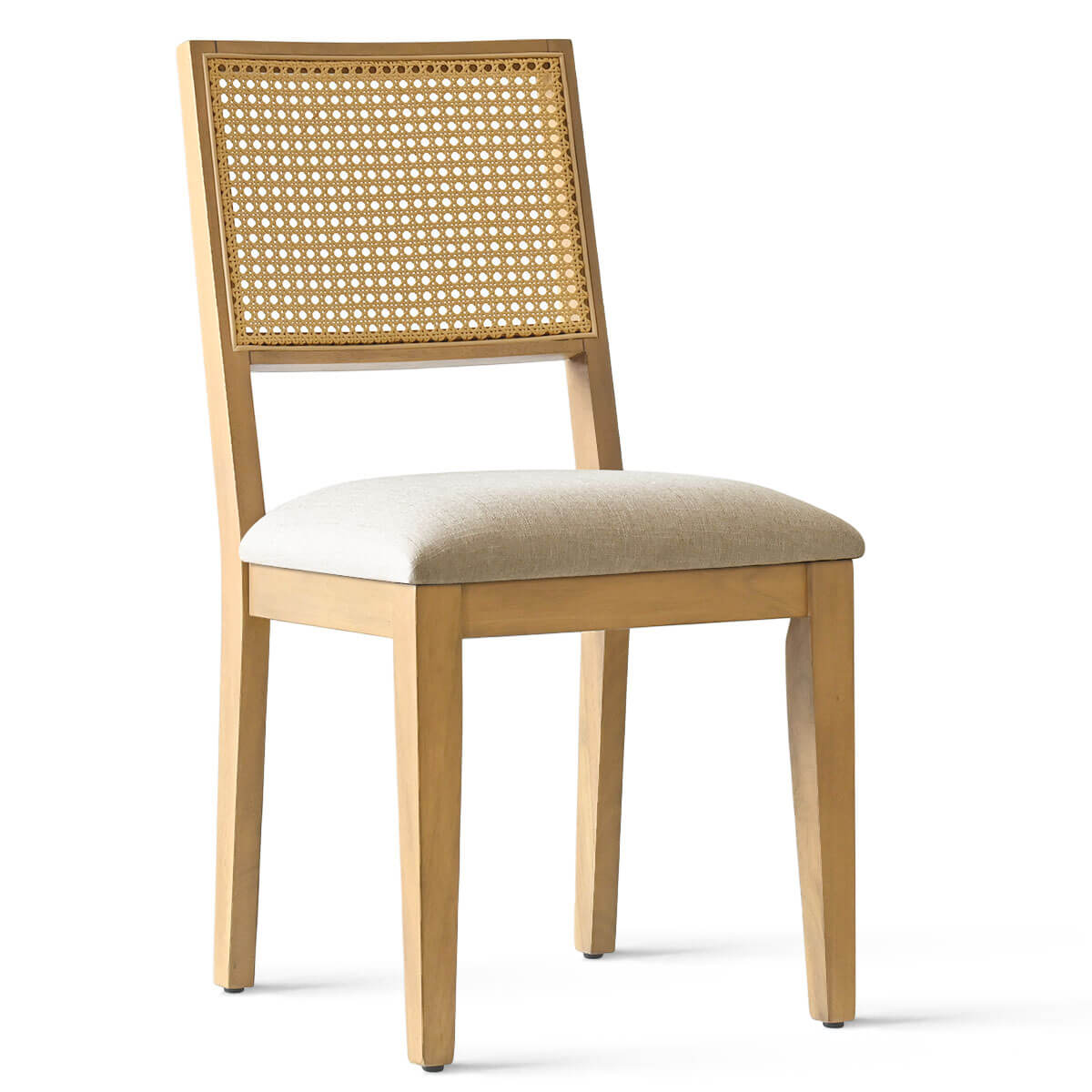 Monica Rattan Solid Wood Upholstered Dining Chair (Set of 4)