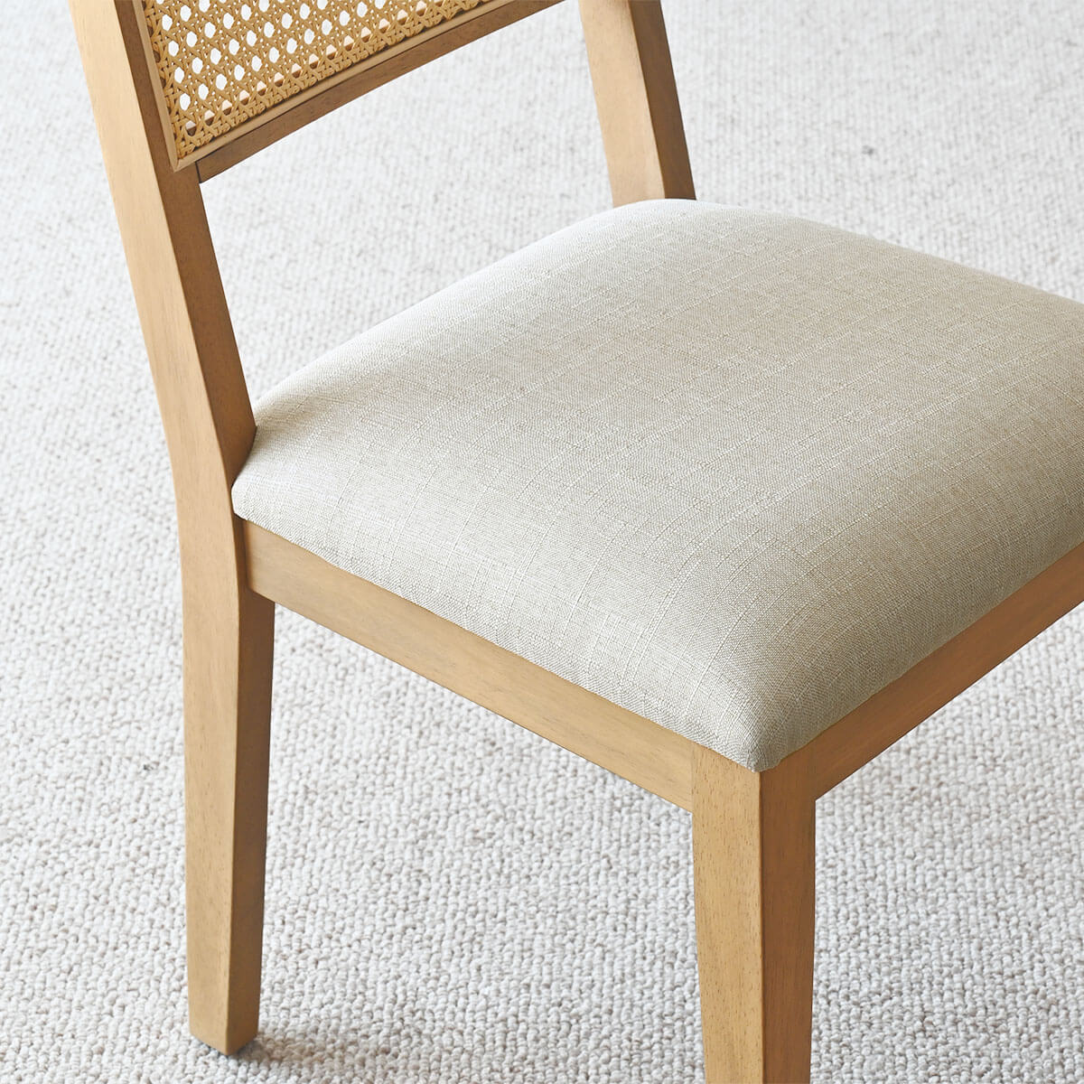 Monica Rattan Solid Wood Upholstered Dining Chair (Set of 4)