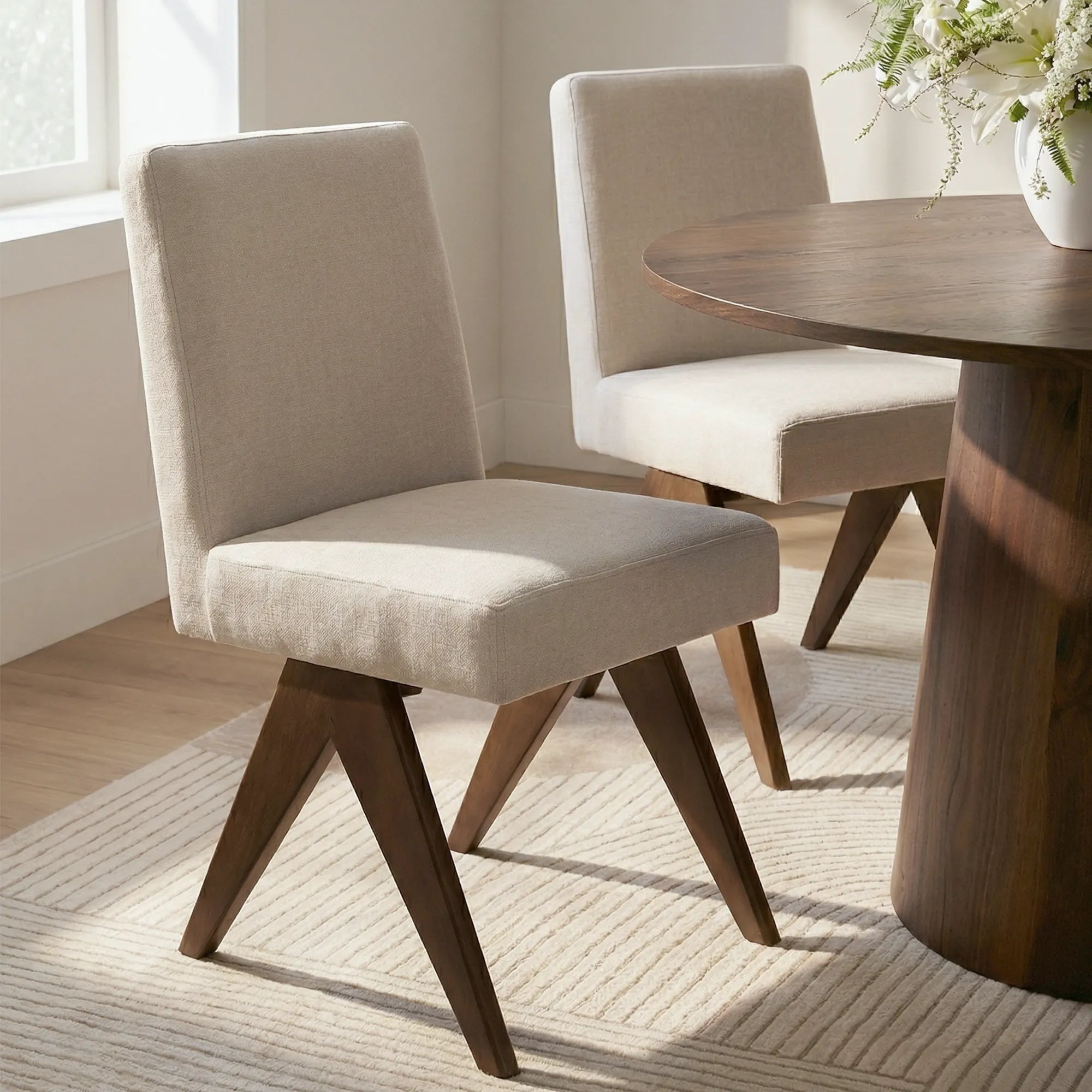 Morgan Mid Century Modern Upholstered Dining Chair (Set of 2)